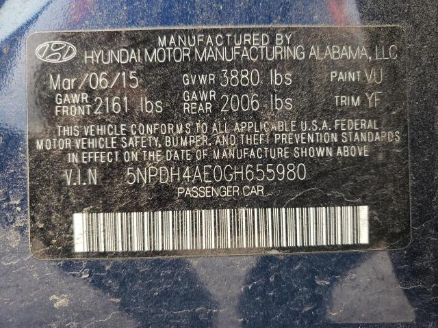 Photo 11 VIN: 5NPDH4AE0GH655980 - HYUNDAI ELANTRA SE 