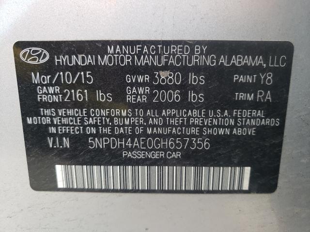 Photo 9 VIN: 5NPDH4AE0GH657356 - HYUNDAI ELANTRA SE 