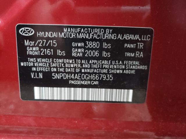 Photo 9 VIN: 5NPDH4AE0GH667935 - HYUNDAI ELANTRA SE 