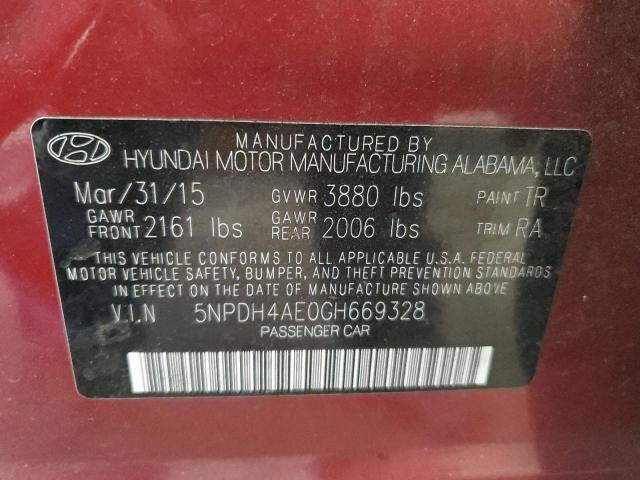 Photo 11 VIN: 5NPDH4AE0GH669328 - HYUNDAI ELANTRA 