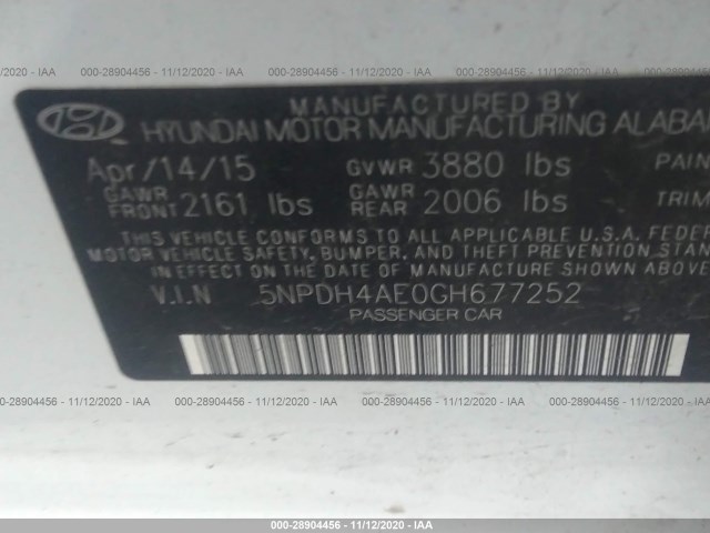 Photo 8 VIN: 5NPDH4AE0GH677252 - HYUNDAI ELANTRA 