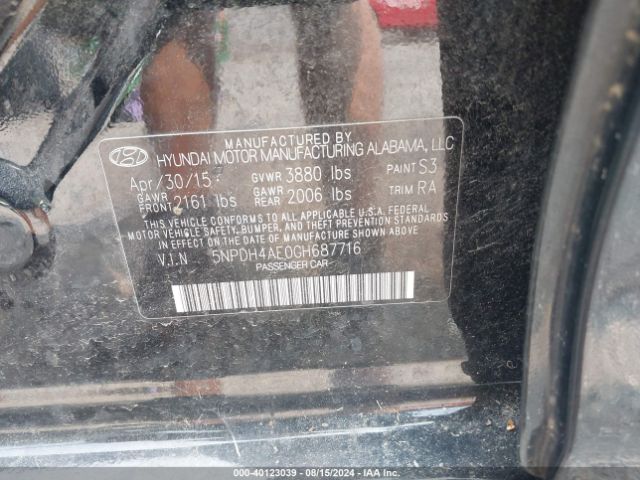 Photo 8 VIN: 5NPDH4AE0GH687716 - HYUNDAI ELANTRA 