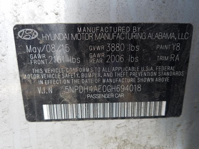 Photo 9 VIN: 5NPDH4AE0GH694018 - HYUNDAI ELANTRA SE 