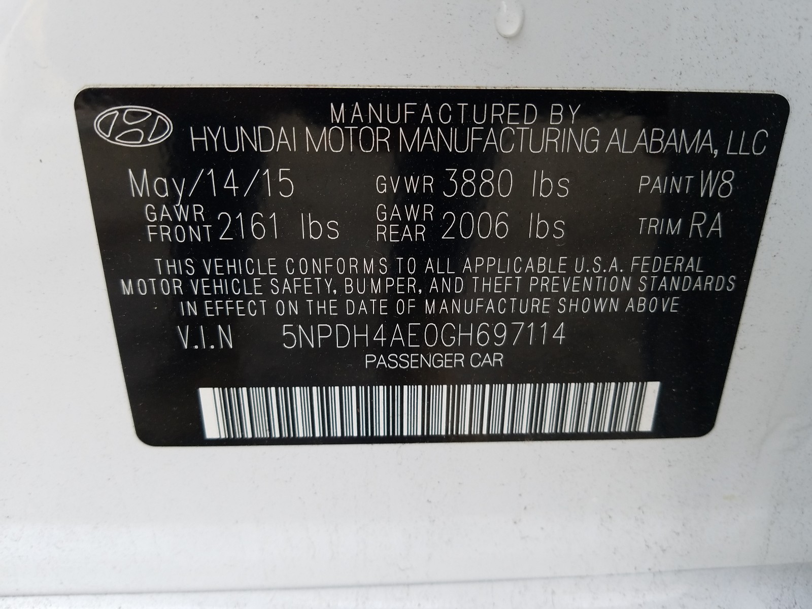 Photo 9 VIN: 5NPDH4AE0GH697114 - HYUNDAI ELANTRA SE 