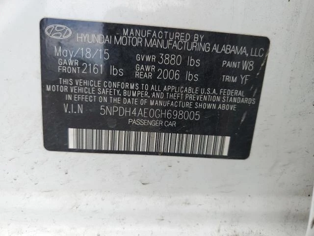 Photo 12 VIN: 5NPDH4AE0GH698005 - HYUNDAI ELANTRA SE 