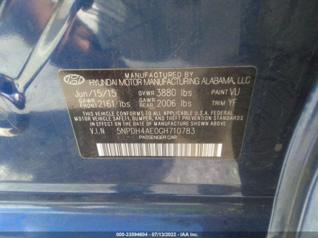 Photo 8 VIN: 5NPDH4AE0GH710783 - HYUNDAI ELANTRA 