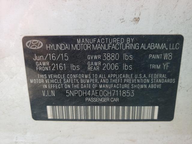 Photo 9 VIN: 5NPDH4AE0GH711853 - HYUNDAI ELANTRA SE 