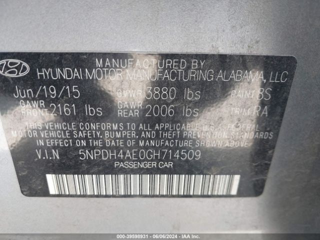 Photo 8 VIN: 5NPDH4AE0GH714509 - HYUNDAI ELANTRA 