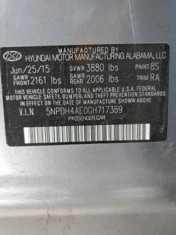 Photo 11 VIN: 5NPDH4AE0GH717359 - HYUNDAI ELANTRA SE 