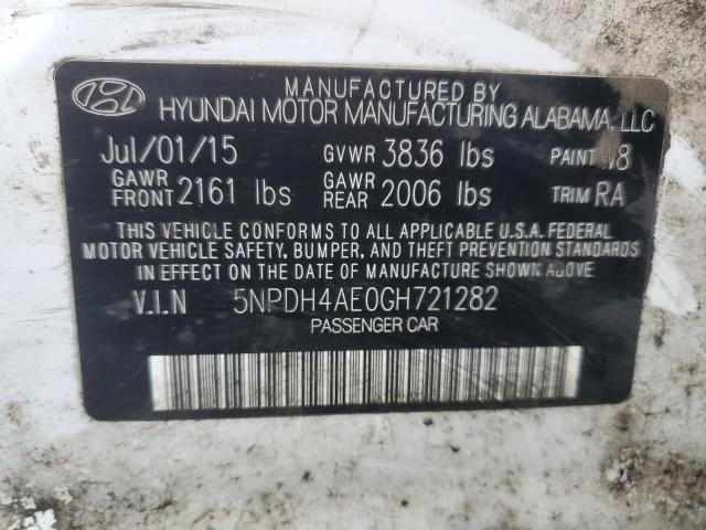 Photo 11 VIN: 5NPDH4AE0GH721282 - HYUNDAI ELANTRA SE 