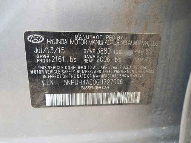 Photo 9 VIN: 5NPDH4AE0GH727096 - HYUNDAI ELANTRA SE 