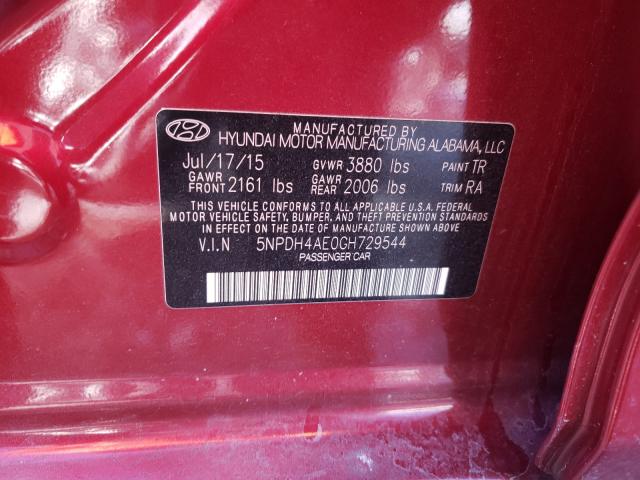 Photo 9 VIN: 5NPDH4AE0GH729544 - HYUNDAI ELANTRA SE 