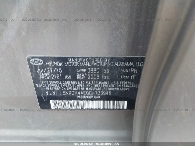 Photo 8 VIN: 5NPDH4AE0GH733948 - HYUNDAI ELANTRA 