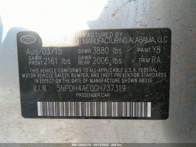 Photo 8 VIN: 5NPDH4AE0GH737319 - HYUNDAI ELANTRA 