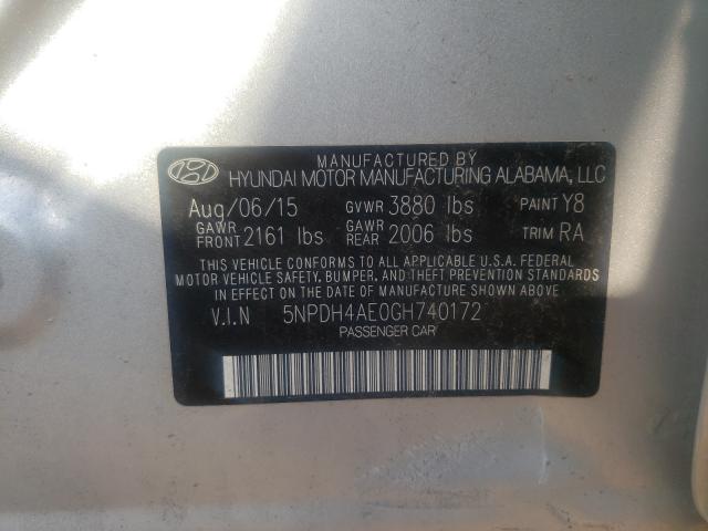 Photo 9 VIN: 5NPDH4AE0GH740172 - HYUNDAI ELANTRA SE 