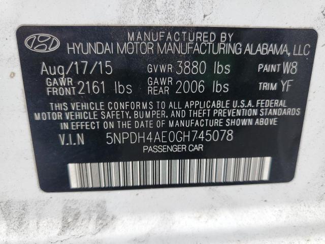 Photo 11 VIN: 5NPDH4AE0GH745078 - HYUNDAI ELANTRA 