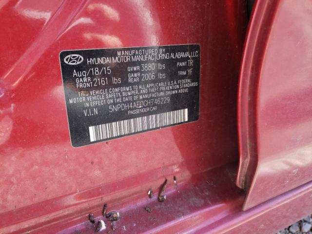 Photo 9 VIN: 5NPDH4AE0GH746229 - HYUNDAI ELANTRA SE 