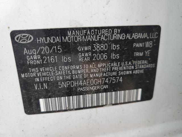 Photo 11 VIN: 5NPDH4AE0GH747574 - HYUNDAI ELANTRA SE 