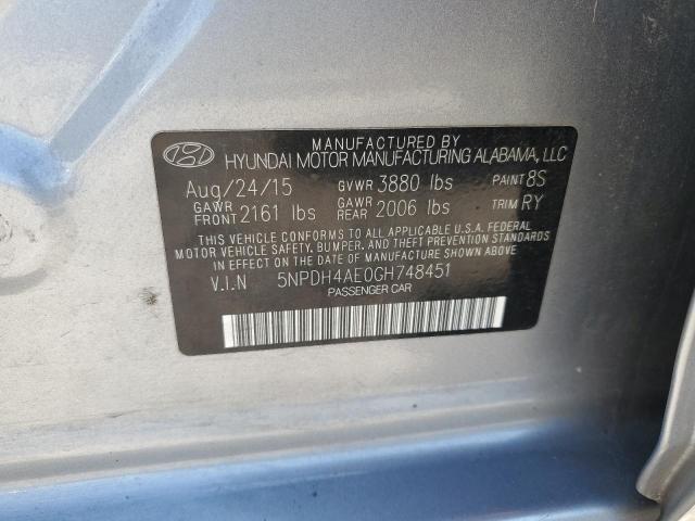 Photo 11 VIN: 5NPDH4AE0GH748451 - HYUNDAI ELANTRA SE 