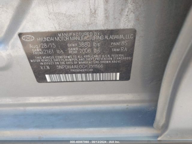 Photo 8 VIN: 5NPDH4AE0GH751866 - HYUNDAI ELANTRA 