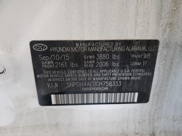 Photo 9 VIN: 5NPDH4AE0GH758333 - HYUNDAI ELANTRA SE 