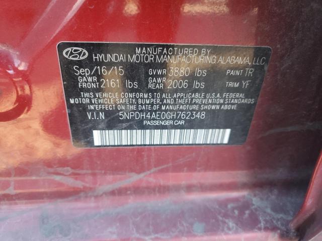 Photo 11 VIN: 5NPDH4AE0GH762348 - HYUNDAI ELANTRA 