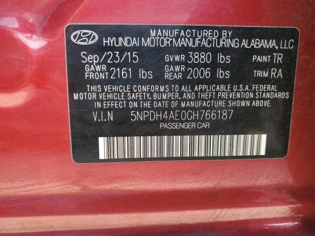 Photo 11 VIN: 5NPDH4AE0GH766187 - HYUNDAI ELANTRA SE 