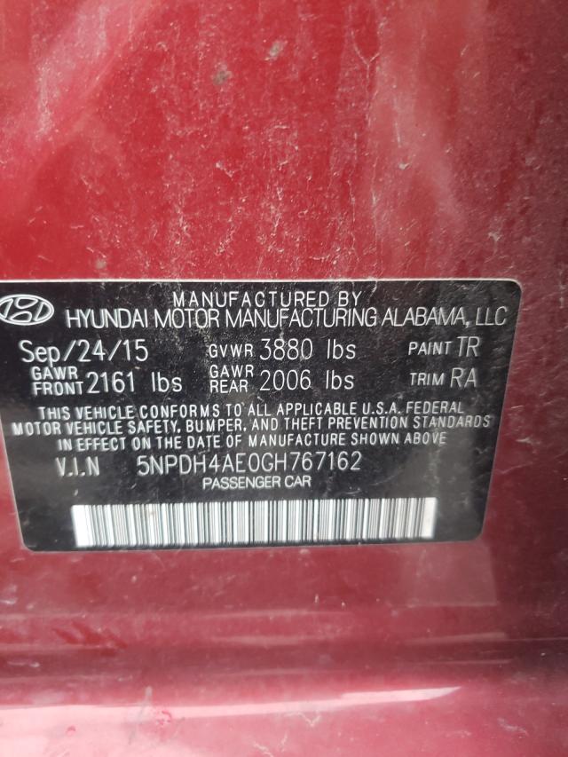 Photo 9 VIN: 5NPDH4AE0GH767162 - HYUNDAI ELANTRA SE 