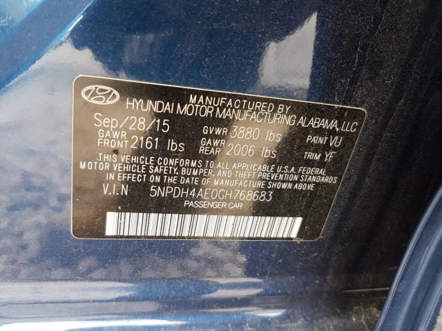 Photo 9 VIN: 5NPDH4AE0GH768683 - HYUNDAI ELANTRA SE 