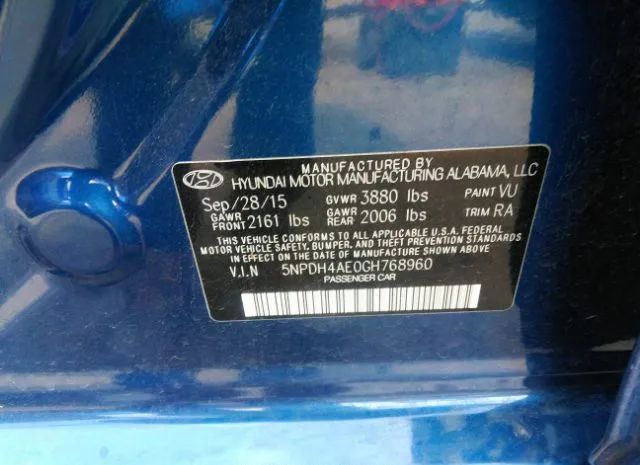 Photo 8 VIN: 5NPDH4AE0GH768960 - HYUNDAI ELANTRA 