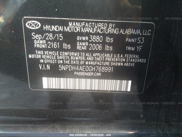 Photo 8 VIN: 5NPDH4AE0GH768991 - HYUNDAI ELANTRA 