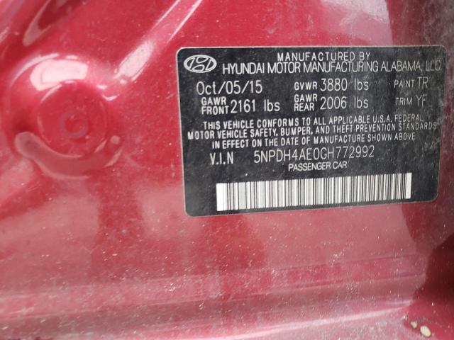 Photo 12 VIN: 5NPDH4AE0GH772992 - HYUNDAI ELANTRA 