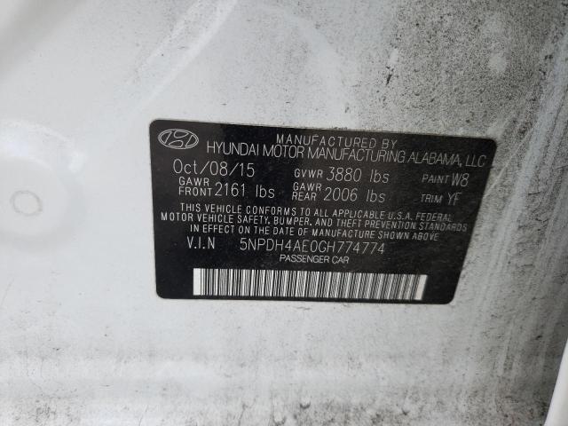 Photo 9 VIN: 5NPDH4AE0GH774774 - HYUNDAI ELANTRA SE 