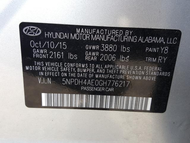 Photo 9 VIN: 5NPDH4AE0GH776217 - HYUNDAI ELANTRA 