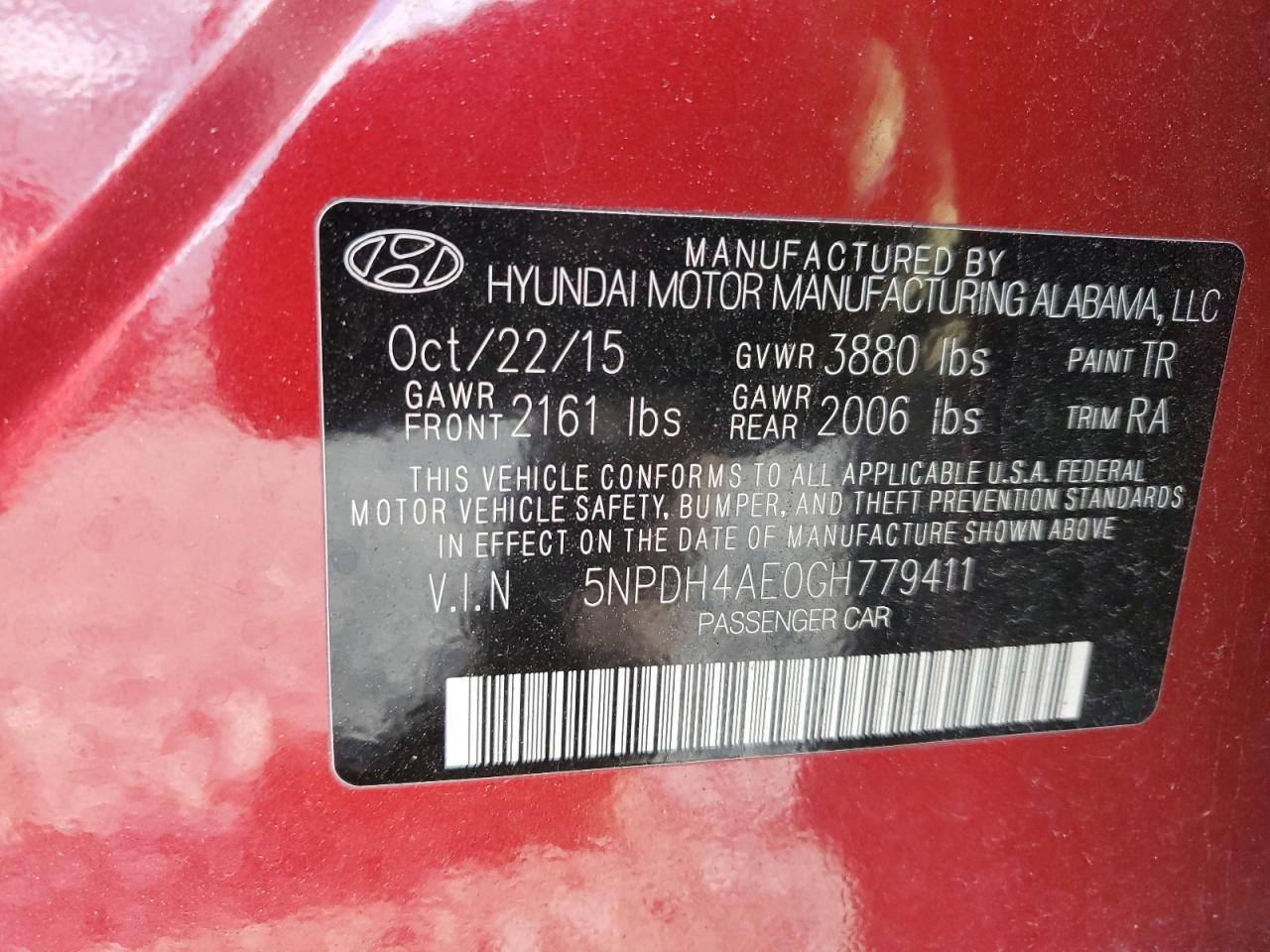 Photo 11 VIN: 5NPDH4AE0GH779411 - HYUNDAI ELANTRA 