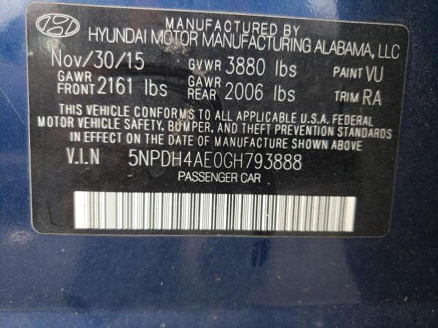 Photo 11 VIN: 5NPDH4AE0GH793888 - HYUNDAI ELANTRA 