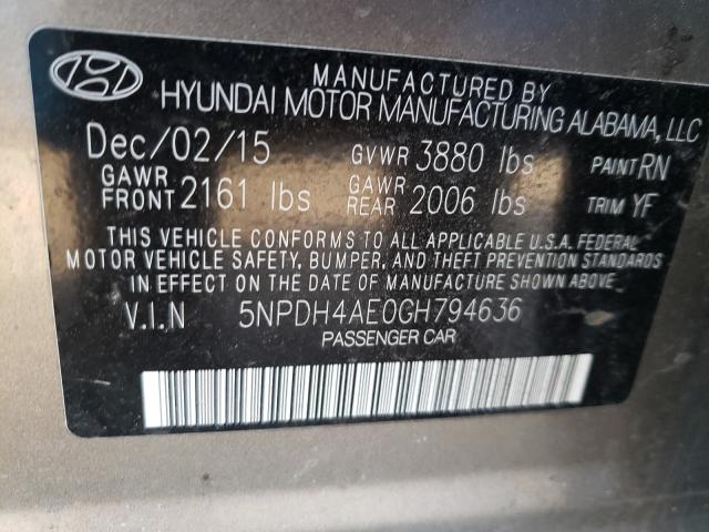 Photo 9 VIN: 5NPDH4AE0GH794636 - HYUNDAI ELANTRA SE 