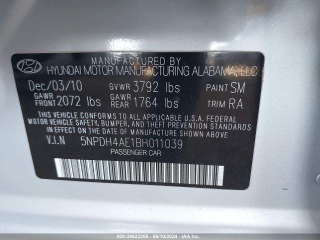 Photo 8 VIN: 5NPDH4AE1BH011039 - HYUNDAI ELANTRA 