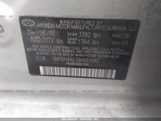 Photo 8 VIN: 5NPDH4AE1BH011090 - HYUNDAI ELANTRA 