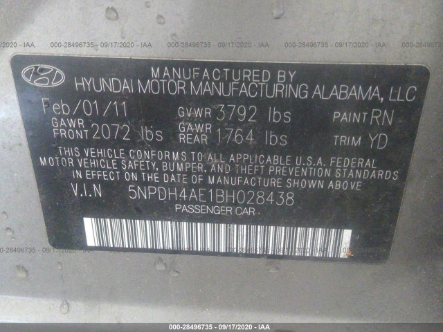 Photo 8 VIN: 5NPDH4AE1BH028438 - HYUNDAI ELANTRA 