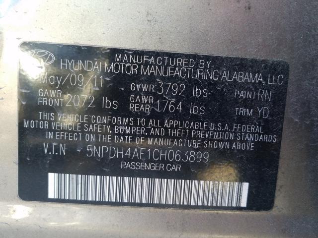 Photo 9 VIN: 5NPDH4AE1CH063899 - HYUNDAI ELANTRA GL 