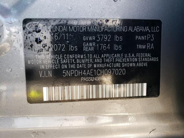 Photo 9 VIN: 5NPDH4AE1CH097020 - HYUNDAI ELANTRA GL 