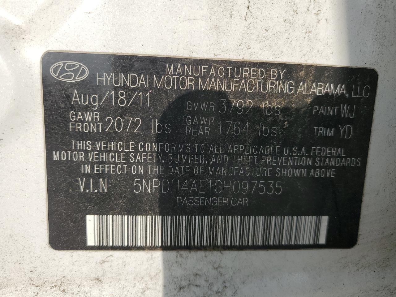 Photo 12 VIN: 5NPDH4AE1CH097535 - HYUNDAI ELANTRA 