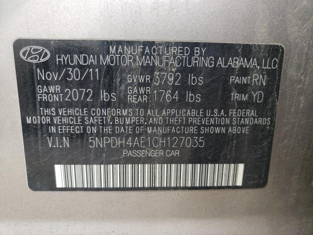 Photo 9 VIN: 5NPDH4AE1CH127035 - HYUNDAI ELANTRA GL 