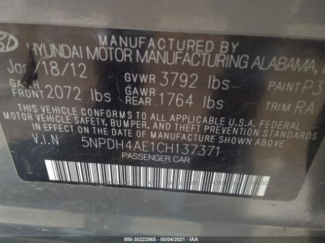 Photo 8 VIN: 5NPDH4AE1CH137371 - HYUNDAI ELANTRA 