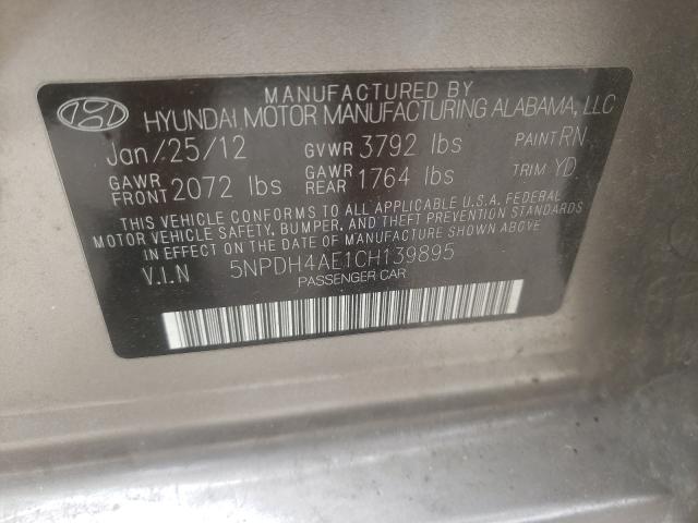 Photo 9 VIN: 5NPDH4AE1CH139895 - HYUNDAI ELANTRA GL 