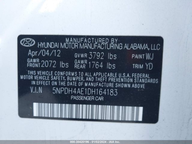 Photo 8 VIN: 5NPDH4AE1DH164183 - HYUNDAI ELANTRA 