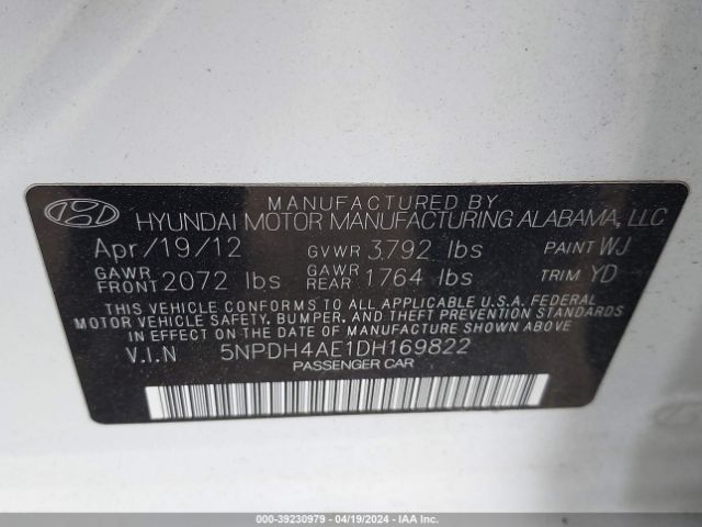 Photo 8 VIN: 5NPDH4AE1DH169822 - HYUNDAI ELANTRA 