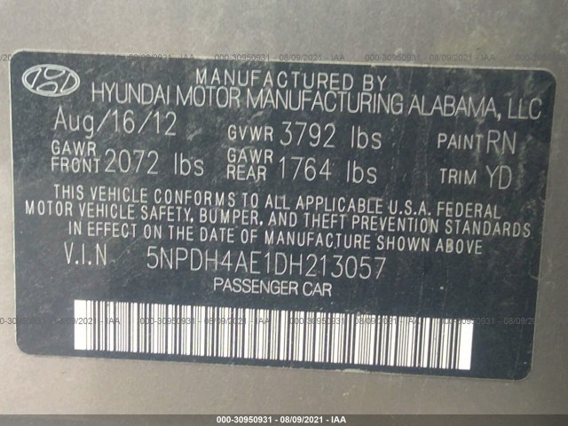 Photo 8 VIN: 5NPDH4AE1DH213057 - HYUNDAI ELANTRA 