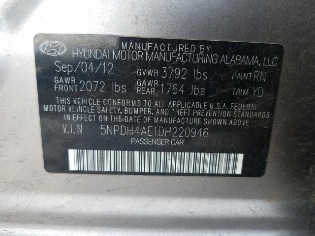 Photo 9 VIN: 5NPDH4AE1DH220946 - HYUNDAI ELANTRA GL 